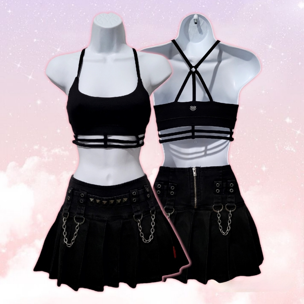 Forever 21 Black Caged/Cut-Out Sports Bra